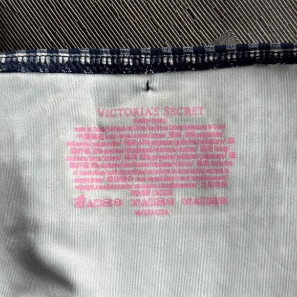 VICTORIA'S SECRET Blue White Plaid Gingham Side Tie Swim Bikini Bottom Size M - Picture 4 of 4